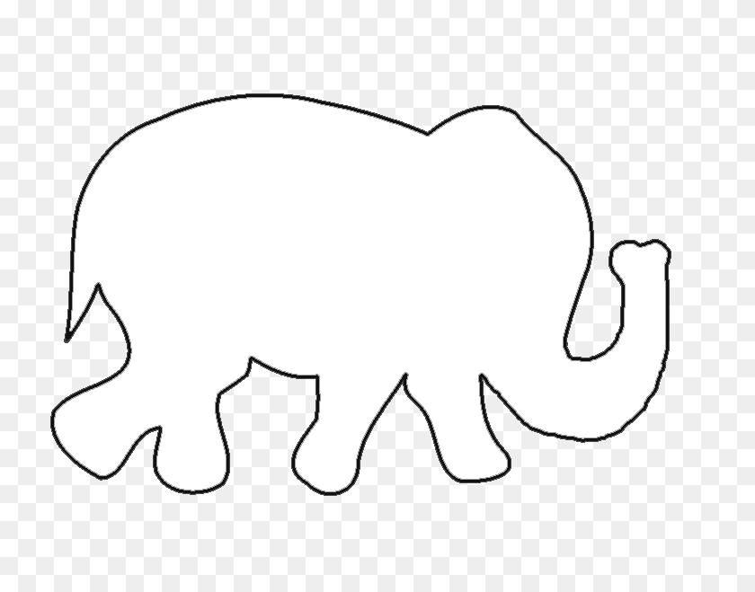 759x599 Elephant Outline Trunk Up - Unicorn Horn Clipart Black And White
