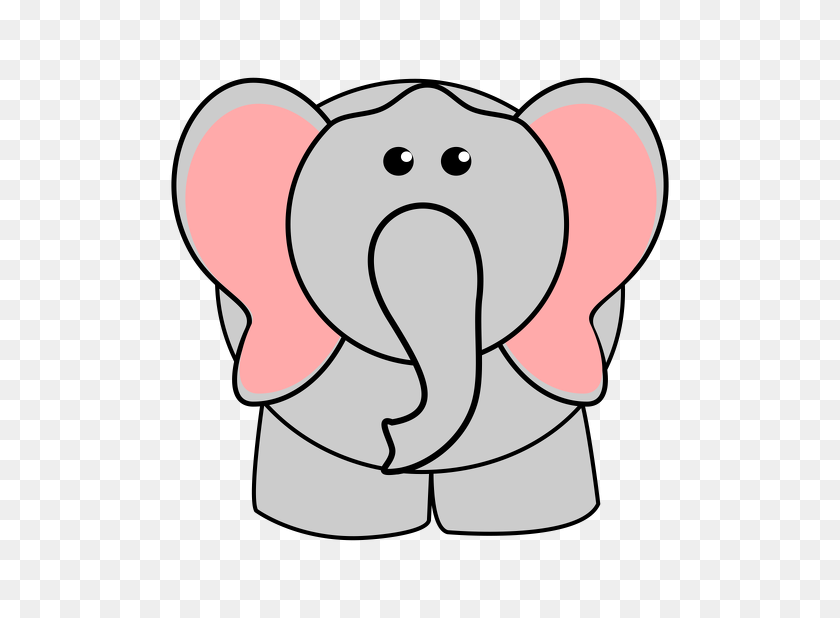 600x558 Elephant Pink Ears - Elephant Ears Clipart