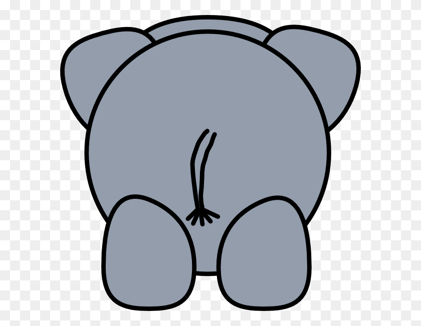 600x591 Elephant Rear Clip Art - Elephant Cartoon Clipart