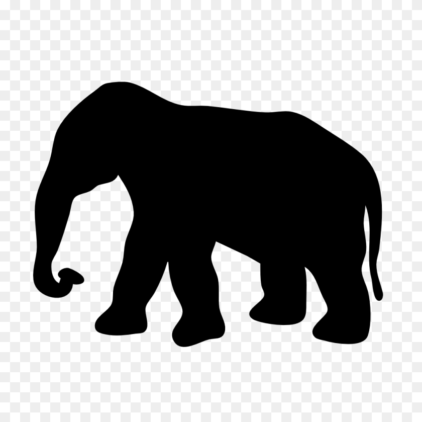 1000x1000 Elephant Silhouette Clipart Transparant Background - Elephant Clipart Black And White