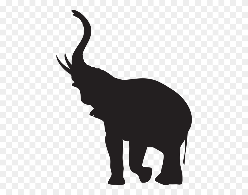 469x600 Elephant Trunk Up Silhouette - Elephant Trunk Up Clipart
