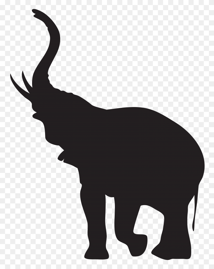 6252x8000 Elephant With Trunk Raised Silhouette Png Clip Gallery - Pig Silhouette PNG