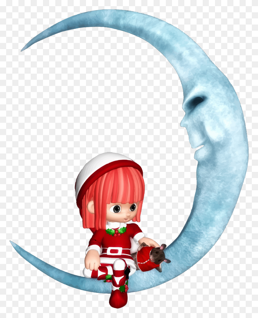 1769x2215 Elf Sitting On Crescent Moon Icons Png - Red Moon PNG