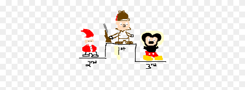 300x250 Elmer Fudd Beats Santa Mickey Mouse On Podeum Drawing - Elmer Fudd PNG