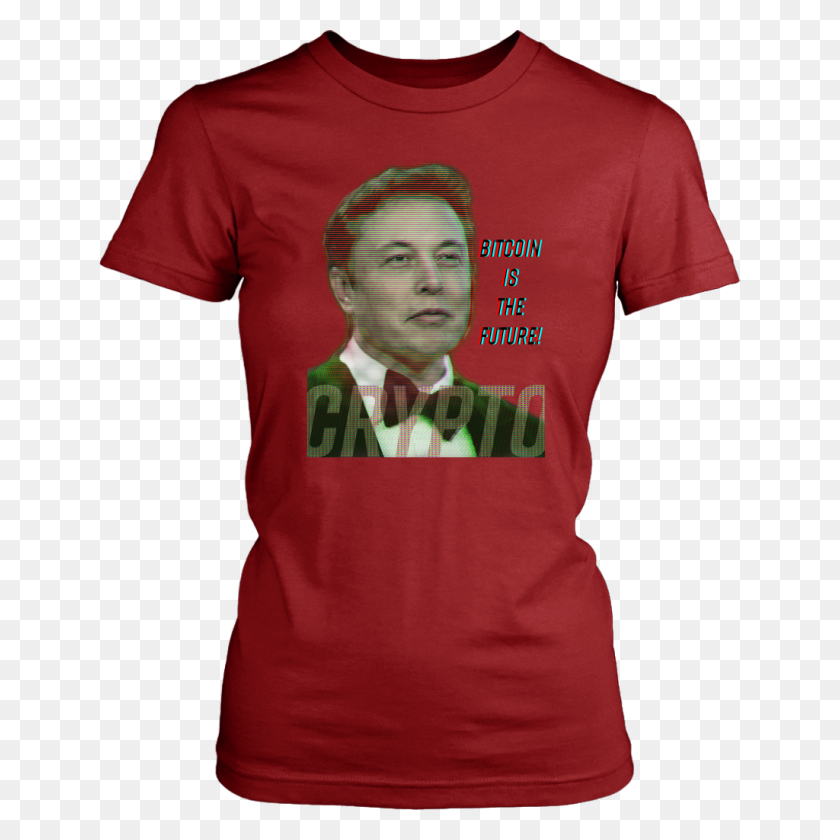 1024x1024 Elon Musk Bitcoin Is The Future Women's Tshirt Cryptoapparel - Elon Musk PNG