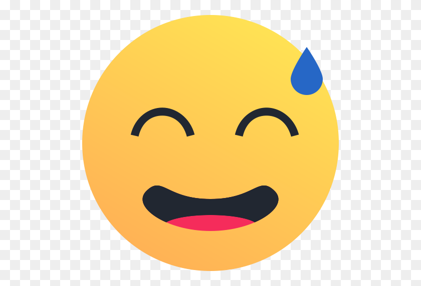 512x512 Vergüenza, Emoji, Emoticon, Cara, Reacción, Icono De Sudor - Cara Sonriente Png