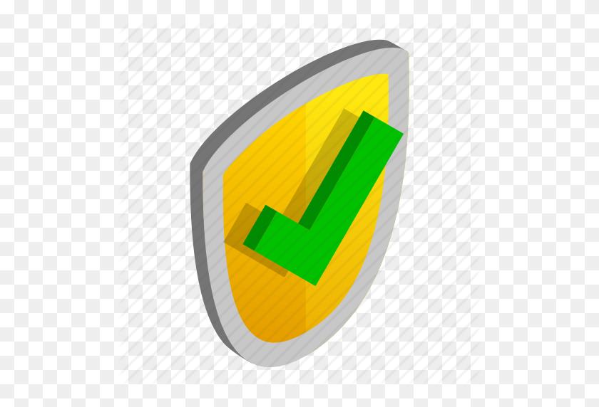 512x512 Emblem, Gold, Green, Isometric, Security, Shield, Yellow Icon - Gold Shield PNG
