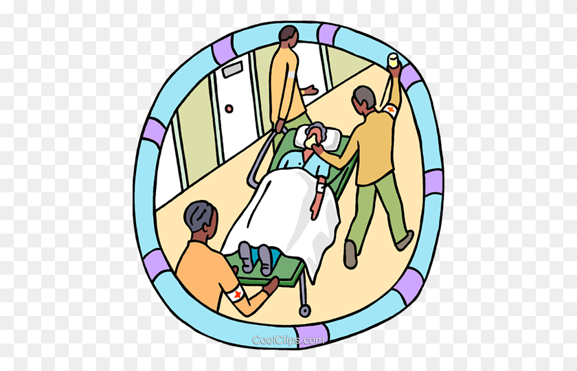 454x480 Emergency Patient On A Stretcher Royalty Free Vector Clip Art - Emergency Clipart