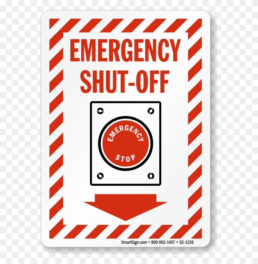 580x800 Emergency Shut Off Stripped Border Sign, Sku - On Off Switch Clipart