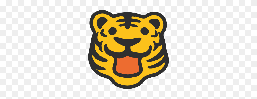 266x266 Emoji Android Tiger Face - Tiger Clipart Face