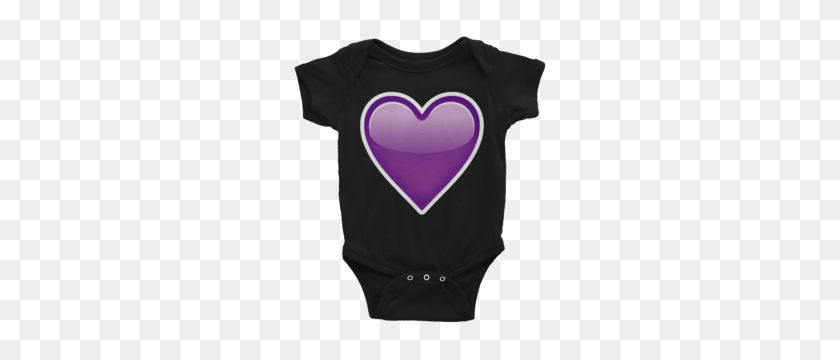 300x300 Emoji Baby Short Sleeve One Piece - Purple Heart Emoji PNG