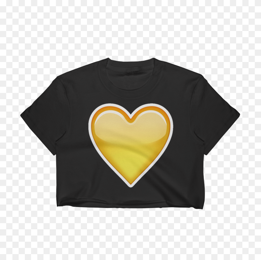 1000x1000 Emoji Crop Top T Shirt - Yellow Heart Emoji PNG