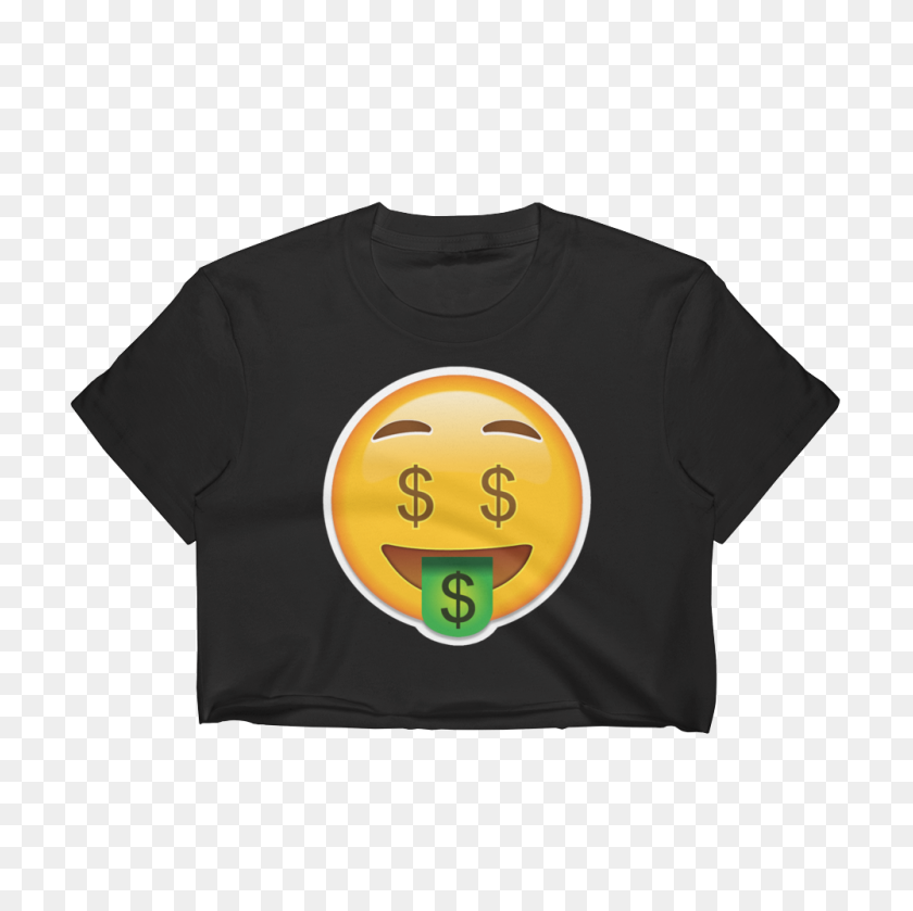 1000x1000 Emoji Crop Top T Shirt - Money Face Emoji PNG