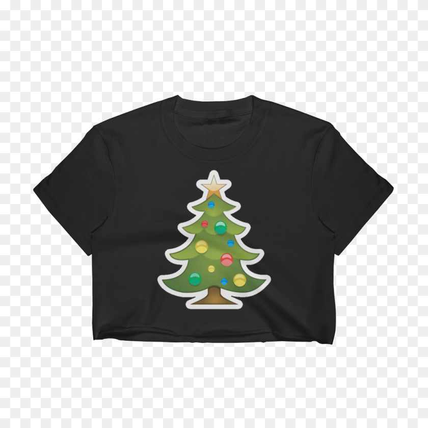 1000x1000 Emoji Crop Top T Shirt - Christmas Tree Emoji PNG