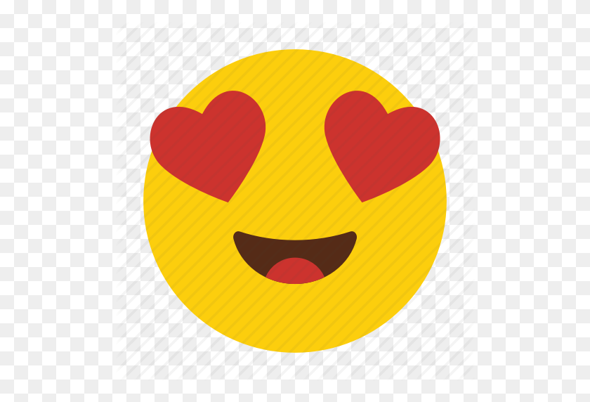 512x512 Emoji, Смайлик, Глаза, Счастливый, Сердце, Значок, Любовь - Сердце Глаза Emoji Png