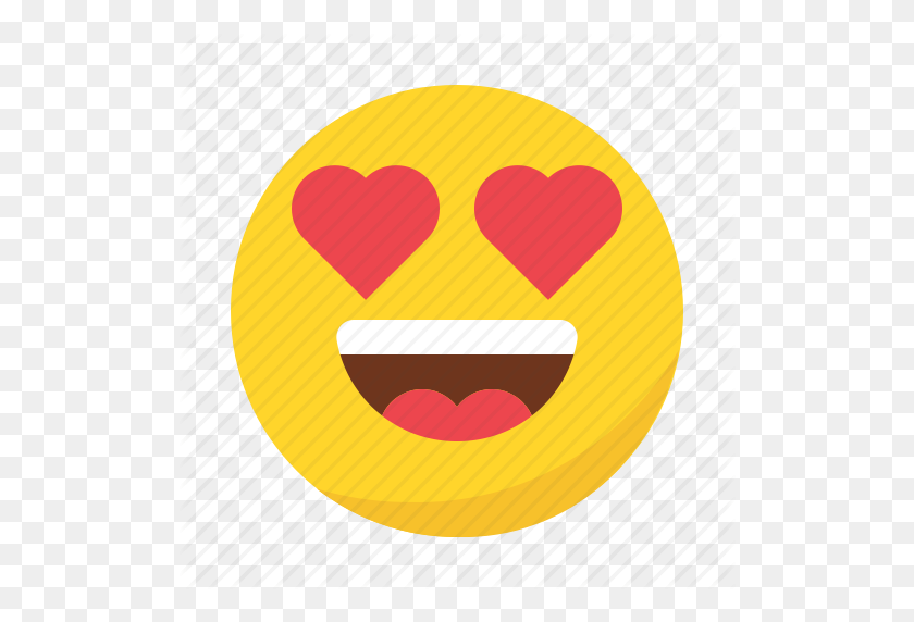 512x512 Emoji, Emoticon, Ojos, Feliz, Corazón, Enamorado, Icono De Sonrisa - Sonrisa Emoji Png