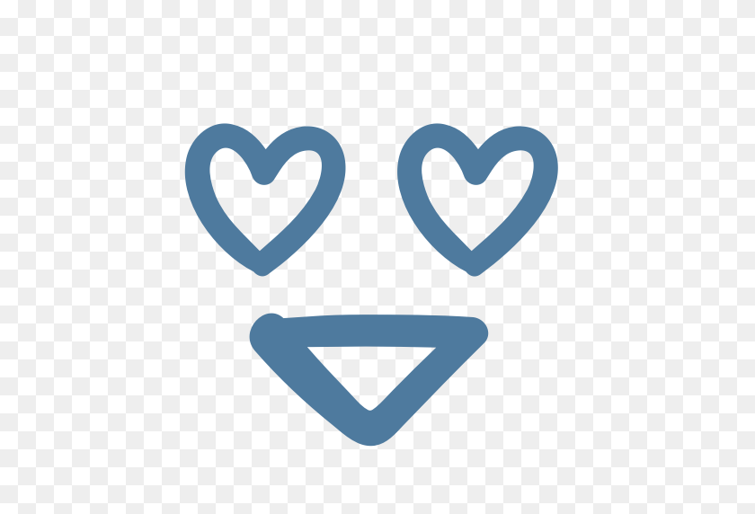 512x512 Emoji, Emoticon, Ojos, Feliz, Corazón, Enamorado, Icono De Sonrisa - Corazón Azul Emoji Png