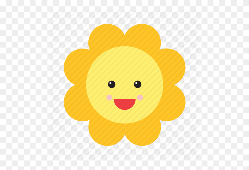 512x512 Emoji, Смайлик, Лицо, Цветок, Природа, Смайлик, Значок Подсолнечника - Emoji Подсолнечника Png