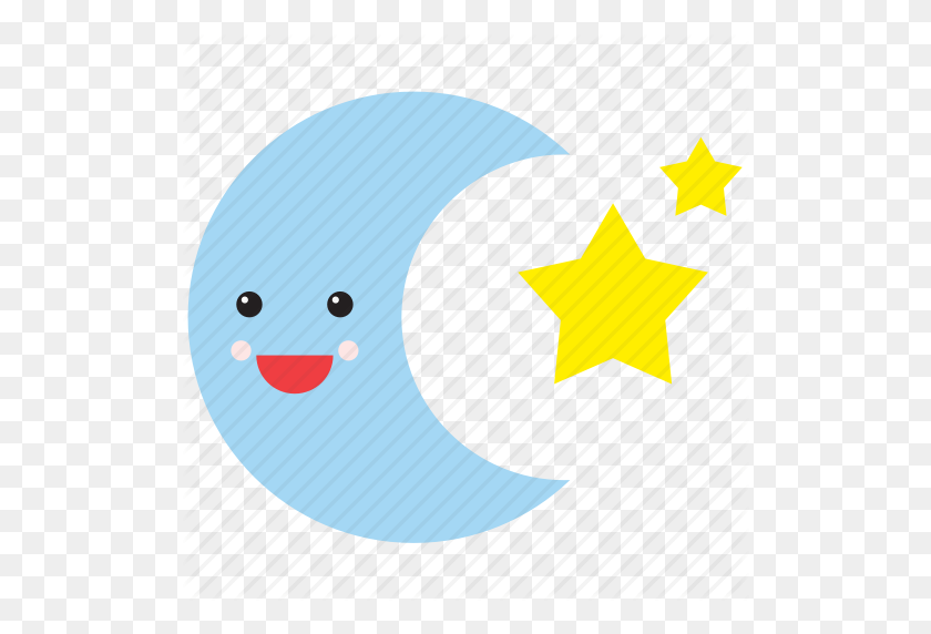 512x512 Emoji, Emoticon, Cara, Luna, Smiley, Estrellas, Icono Del Tiempo - Luna Emoji Png