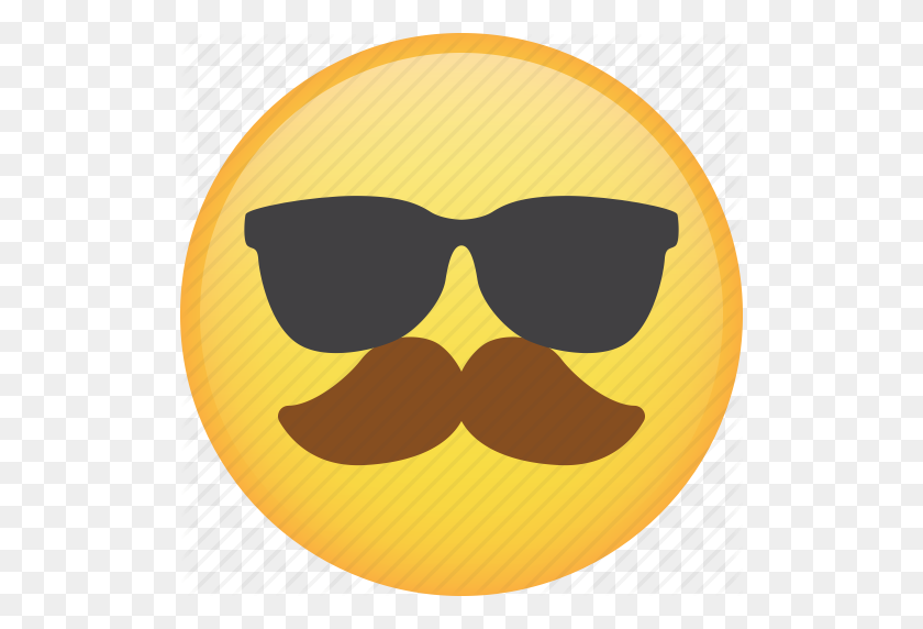 512x512 Emoji, Emoticon, Glasses, Mustache, Smiley, Sunglasses Icon - Glasses Emoji PNG