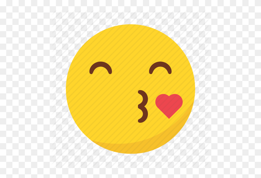 512x512 Emoji, Смайлик, Сердце, Значок Поцелуя - Поцелуй Смайлик Png