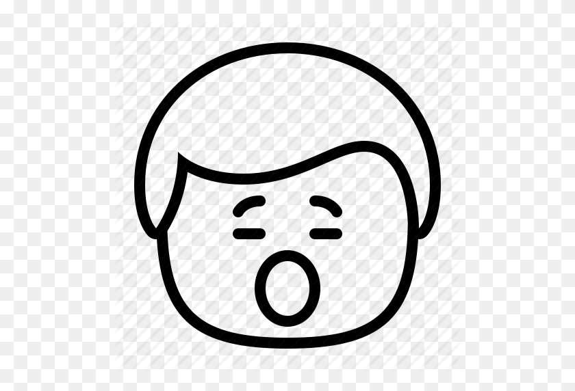 512x512 Emoji, Emoticon, Hombre, Smiley, Cansado, Icono De Bostezo - Clipart De Emoji En Blanco Y Negro