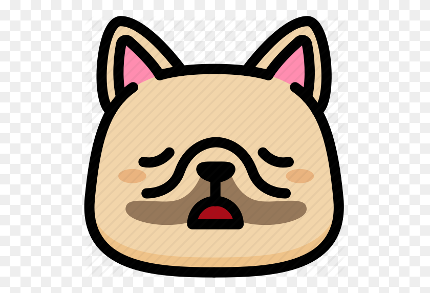 512x512 Emoji, Emotion, Expression, Face, Feeling, French Bulldog, Tried Icon - French Bulldog Clipart