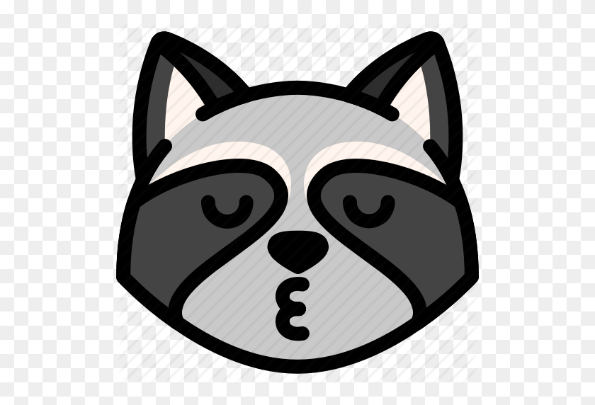 512x512 Emoji, Emotion, Expression, Face, Feeling, Kiss, Raccoon Icon - Raccoon Face Clipart