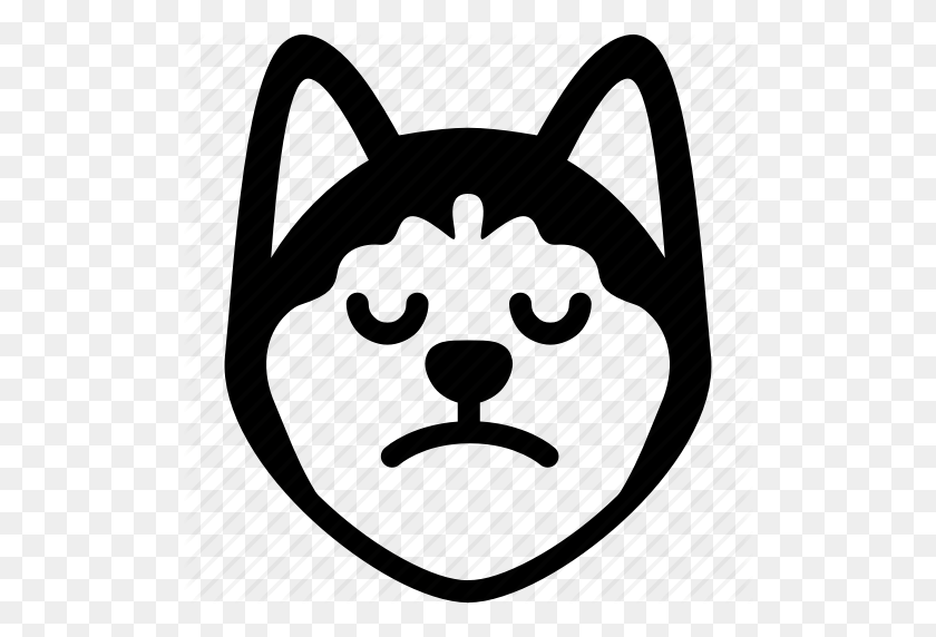 512x512 Emoji, Emotion, Expression, Face, Feeling, Sad, Siberian Husky Icon - Husky PNG