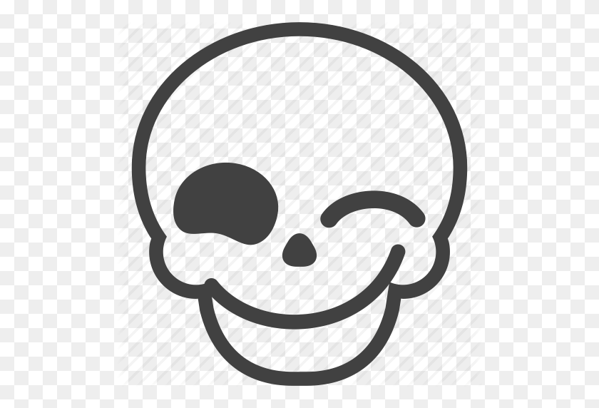 512x512 Emoji, Emotion, Face, Skull, Smile, Smiley, Wink Icon - Skull Emoji PNG