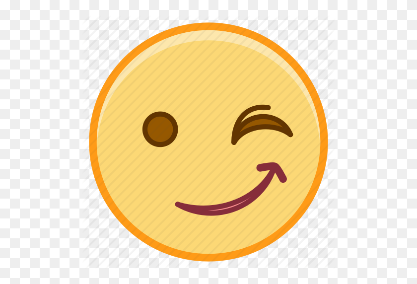 512x512 Emoji, Эмоции, Лицо, Улыбка, Значок Подмигивания - Подмигивание Emoji Png