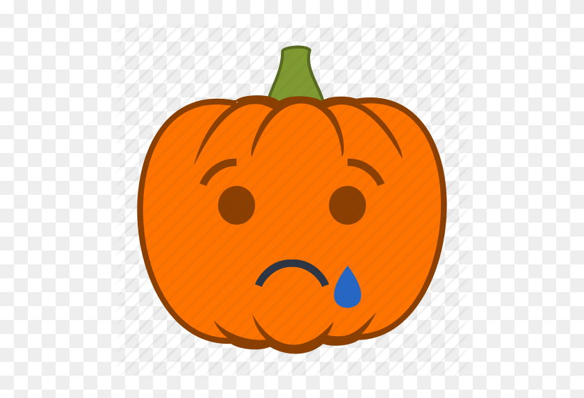 512x512 Emoji, Emotion, Halloween, Holiday, Pumpkin, Sad, Tear Icon - Pumpkin Emoji PNG