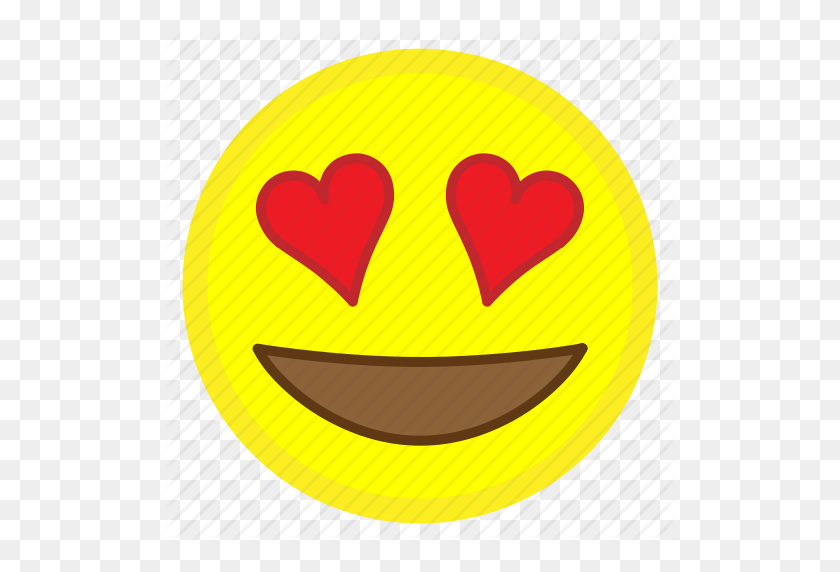 512x512 Emoji, Глаза, Лицо, Сердце, Hovytech, Любовь, Улыбающийся Значок - Heart Eye Emoji Png