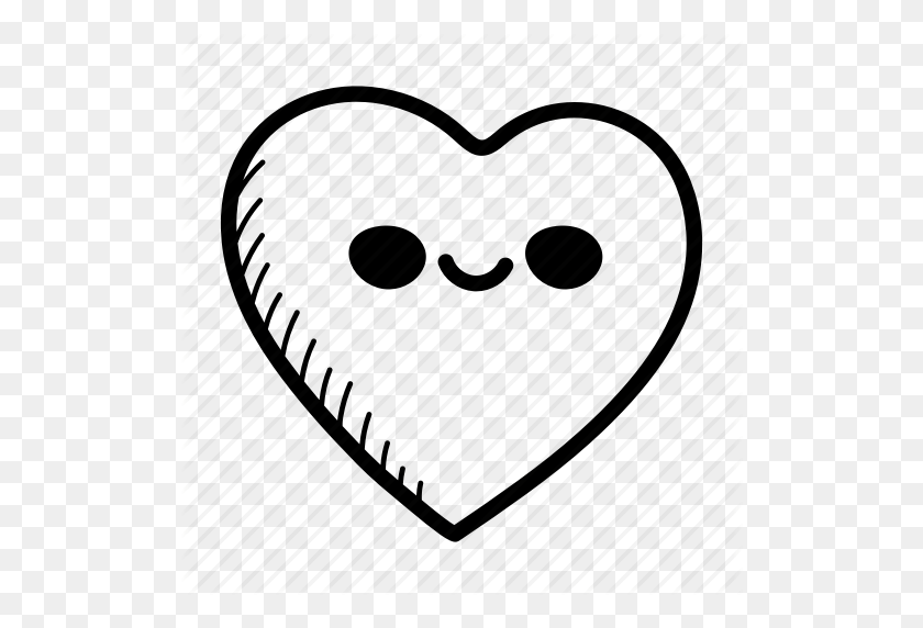 512x512 Emoji, Cara, Dibujado A Mano, Feliz, Corazón, Cara De Corazón, Icono De Amor - Clipart De Corazón Dibujado A Mano