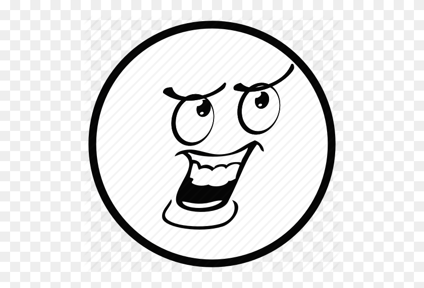 512x512 Emoji, Face, Monochrome, Smiley, White Icon - Черно-Белый Emoji Клипарт