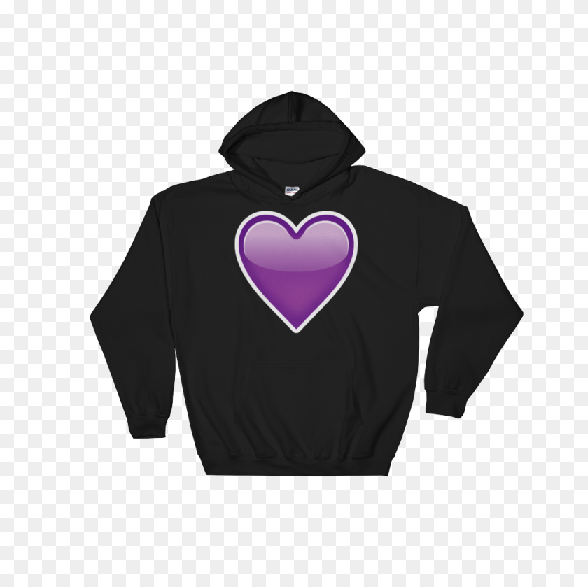 1000x1000 Emoji Hoodie - Purple Heart Emoji PNG