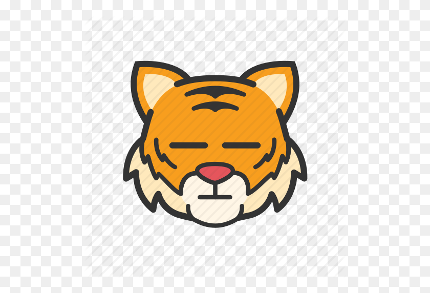 512x512 Emoticon, Flat Face, Tiger Icon - Tiger Face PNG