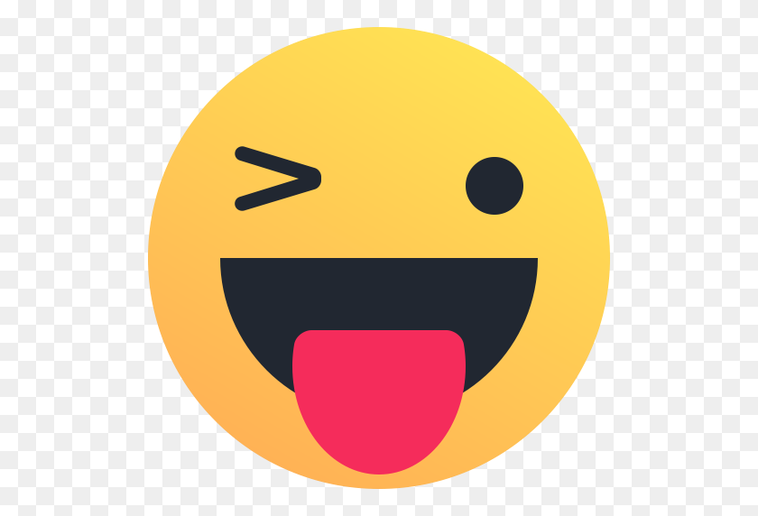 512x512 Emoticon, Feliz, Reacción, Smiley, Lengua, Icono De Guiño - Smiley Png