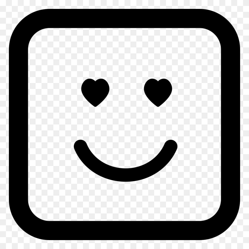 980x980 Emoticon In Love Face With Heart Shaped Eyes In Square Outline - Heart Eyes PNG