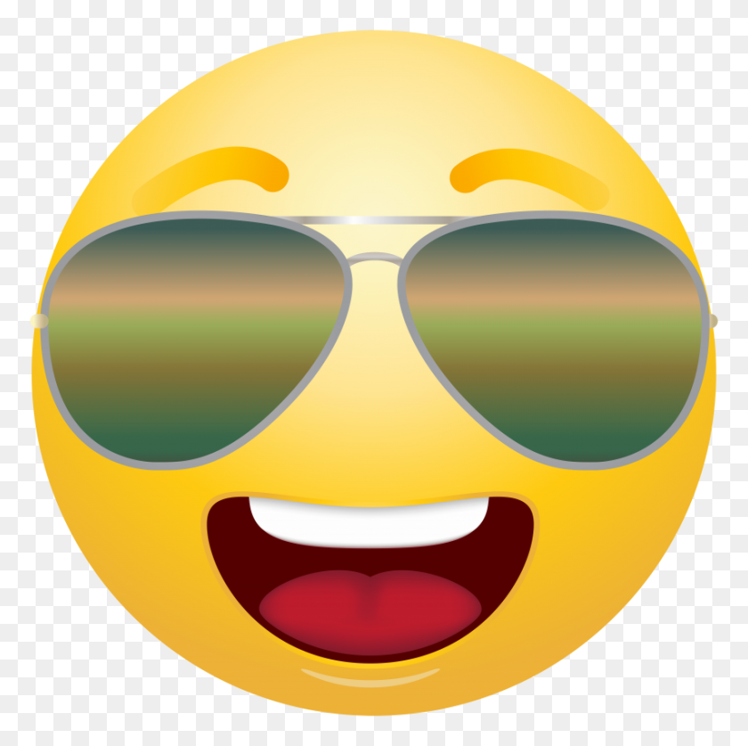 850x847 Emoticon Con Gafas De Sol Png - Emoji Asustado Png