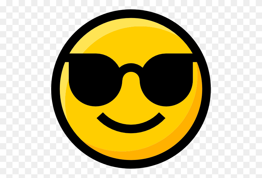 512x512 Emoticons, Ideogram, Emoji, Sunglasses, Smileys, Faces, Interface - Sunglasses Emoji PNG