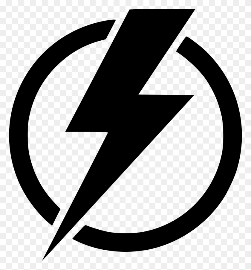 906x980 Energy Lightning Power Electric Electricity Png Icon Free - Power Icon PNG