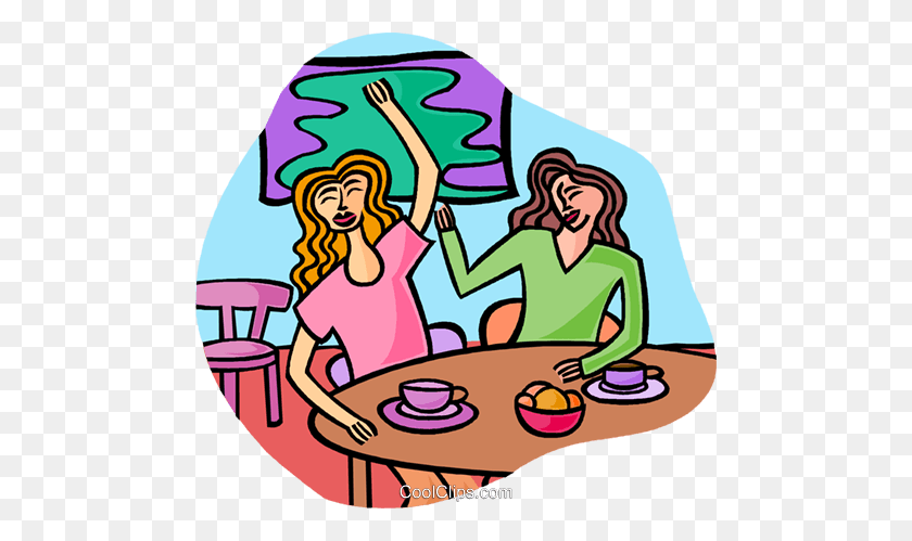 480x439 Enjoying Coffee And Conversation Royalty Free Vector Clip Art - Relationship Clipart