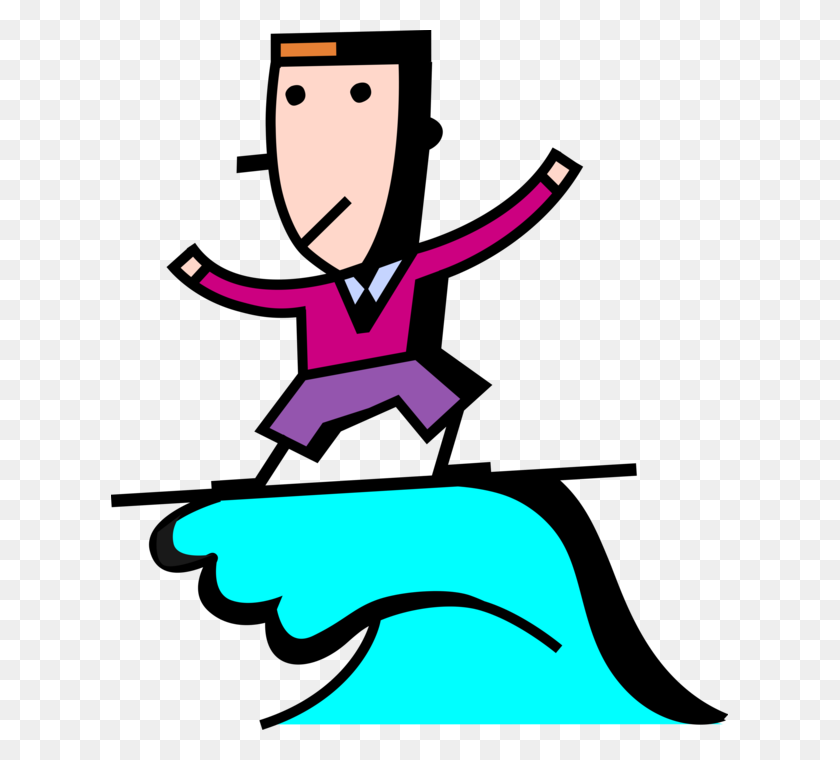617x700 Entrepreneur Surfer Rides Ocean Wave - Surfing Wave Clipart