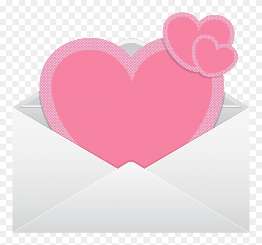 8000x7440 Envelope With Pink Hearts Transparent Png Clip Art Image - Envelope Clipart