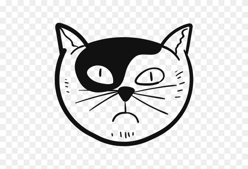 512x512 Envidia Gato Avatar Dibujado A Mano - Cabeza De Gato Png