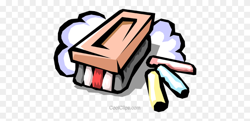 480x348 Eraser With Chalk Royalty Free Vector Clip Art Illustration - Free Chalk Clipart