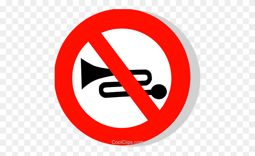 480x454 Eu Traffic Sign, Use Of Horn Prohibited Royalty Free Vector Clip - Street Sign Clipart