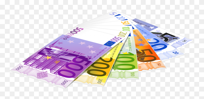 2000x902 Billetes De Euro Png Clipart - Pila De Dinero Png