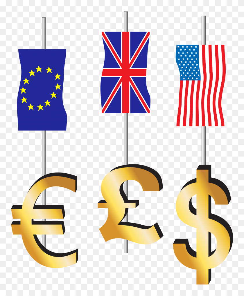 4058x5000 Euro Pound Dollar Signs And Flags Png Clipart - Money Sign PNG